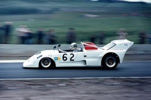 Race car on track at Knockhill in 1970s