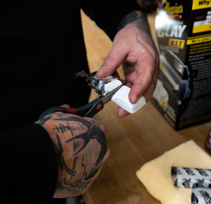 Cut the clay bar to size
