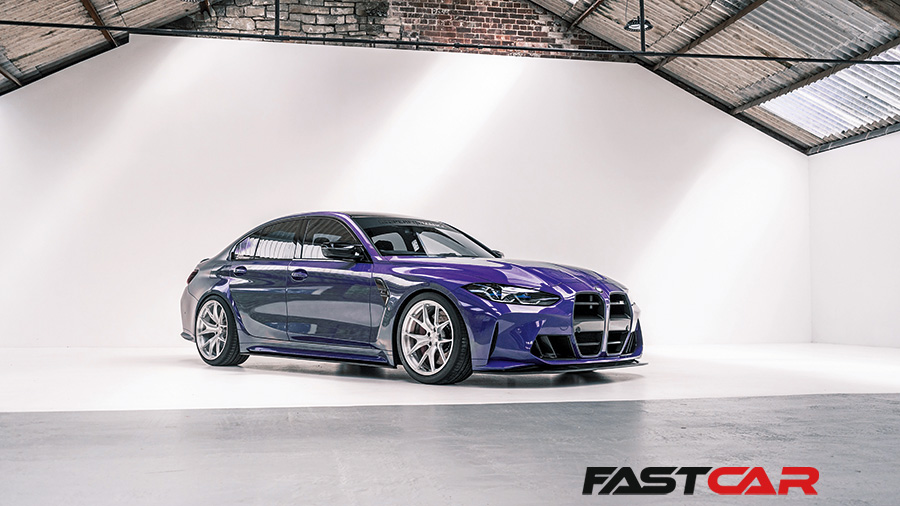 Front 3/4 shot of modified BMW G80 M3