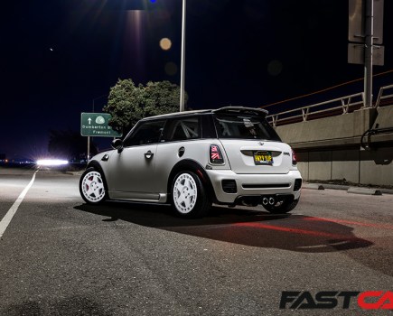 rear 3/4 shot of modified mini cooper s R56