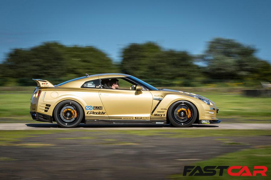 Drive by shot of Top Secret nissan GT-R