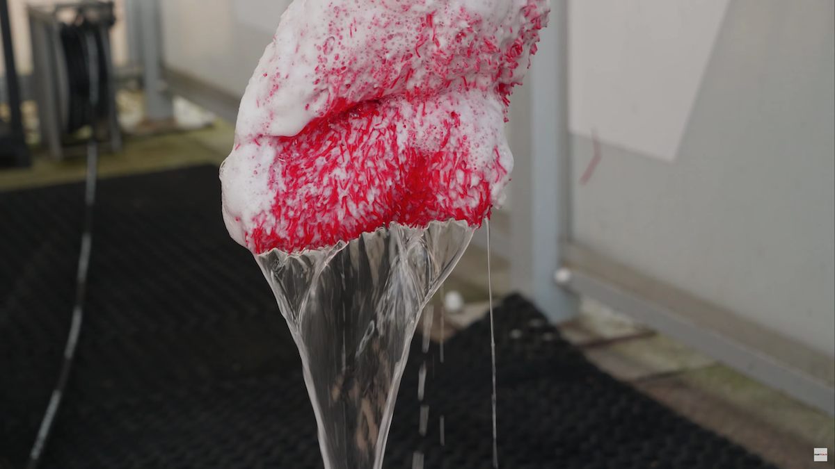 wash mitt dripping water