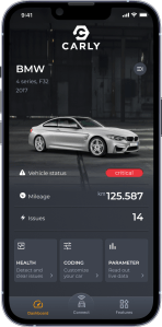 screenshot of Carly App showing car fault codes