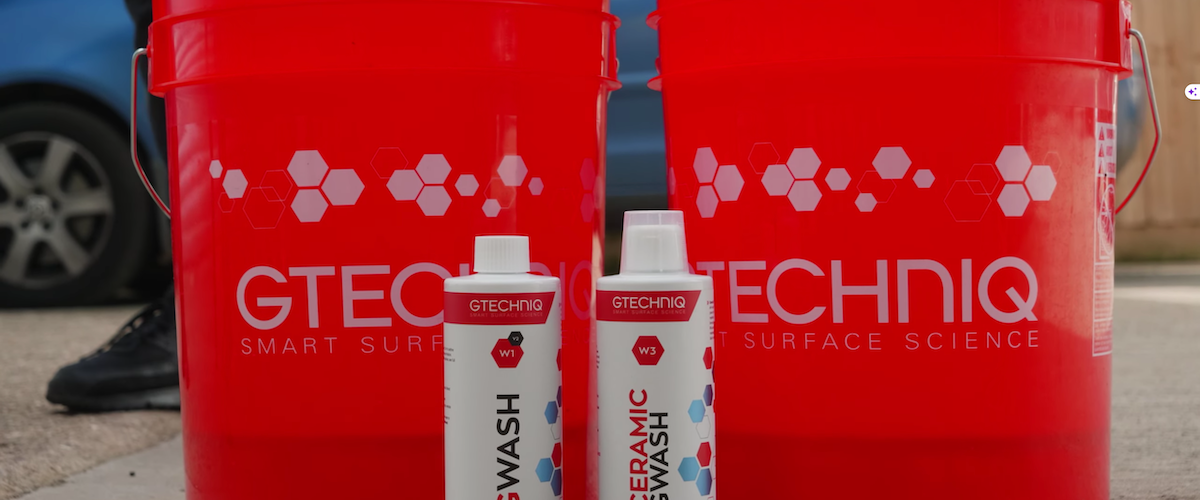 side-by-side bottles of Gtechniq GWash and Ceramic GWash