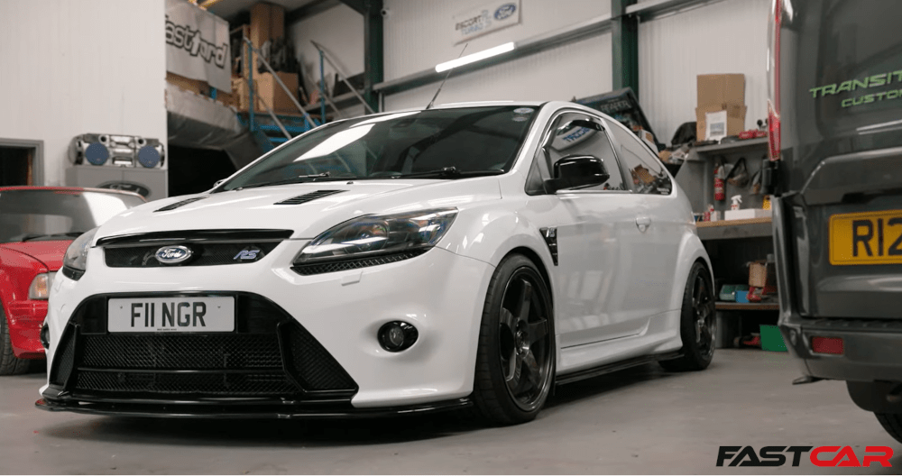 Focus RS in a workshop after being cleaned and ceramic coating applied